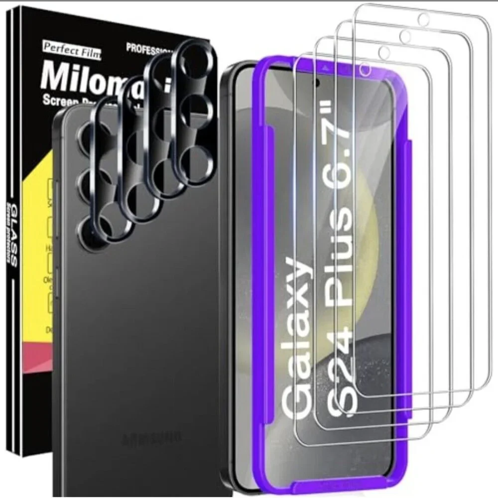 4 Pack Screen Protector For Samsung Galaxy S24 Plus 6.7 Inch With Camera Lens